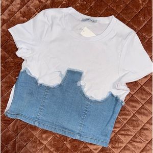 Cotton & Denim Crop Top